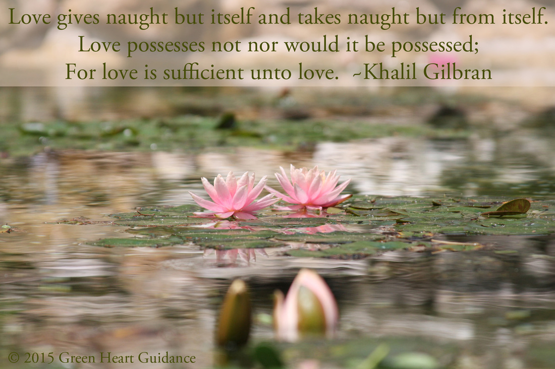 Love gives naught but itself and takes naught but from itself. Love possesses not nor would it be possessed; For love is sufficient unto love. ~Khalil Gilbran